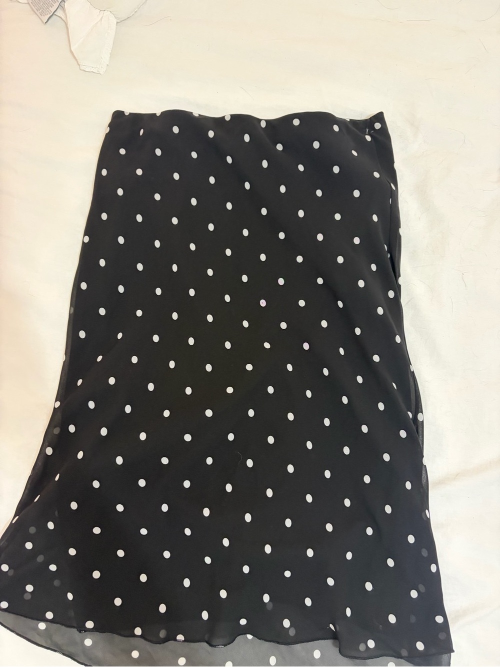 Dynamite Black Midi Skirt with White Polka Dots